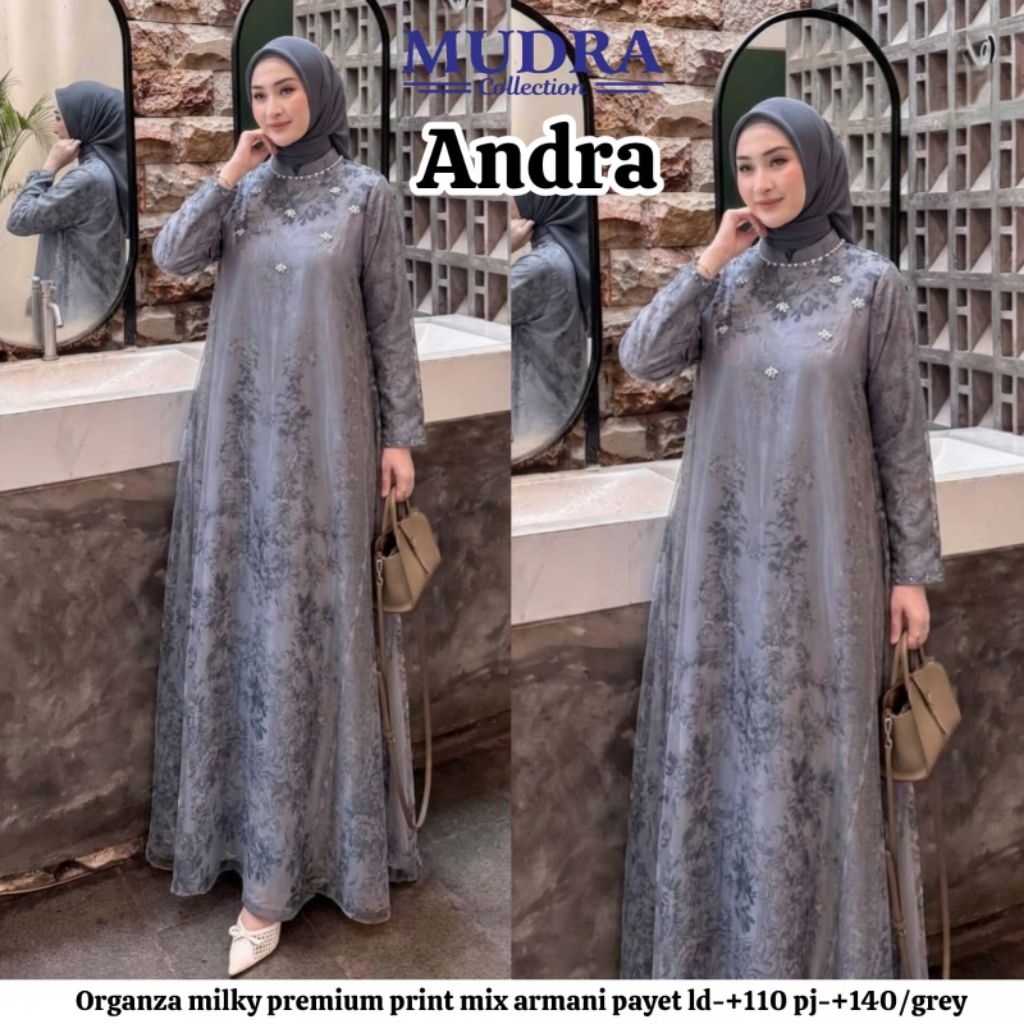 Gamis Andra Organza Slik Premium Print mix Armani Payet