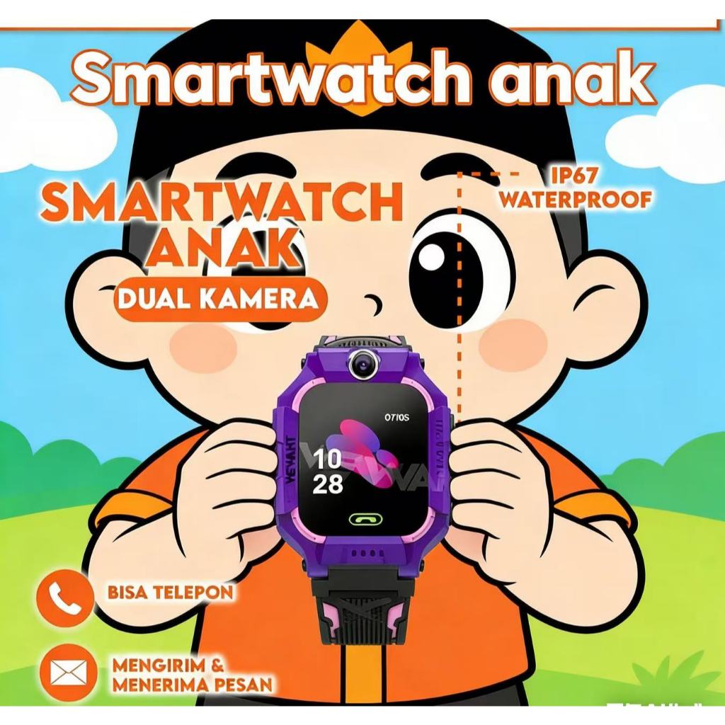 [100% ORIGINAL] Q19 Smartwatch anak 1.44 Inci Jam tangan pintar Watch Children Kamera ganda 360 dera