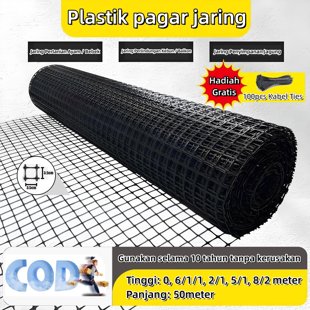 Jaringan peternakan ayam dan jerung plastik dari jaringan pagar listrik yang digunakan untuk menjala