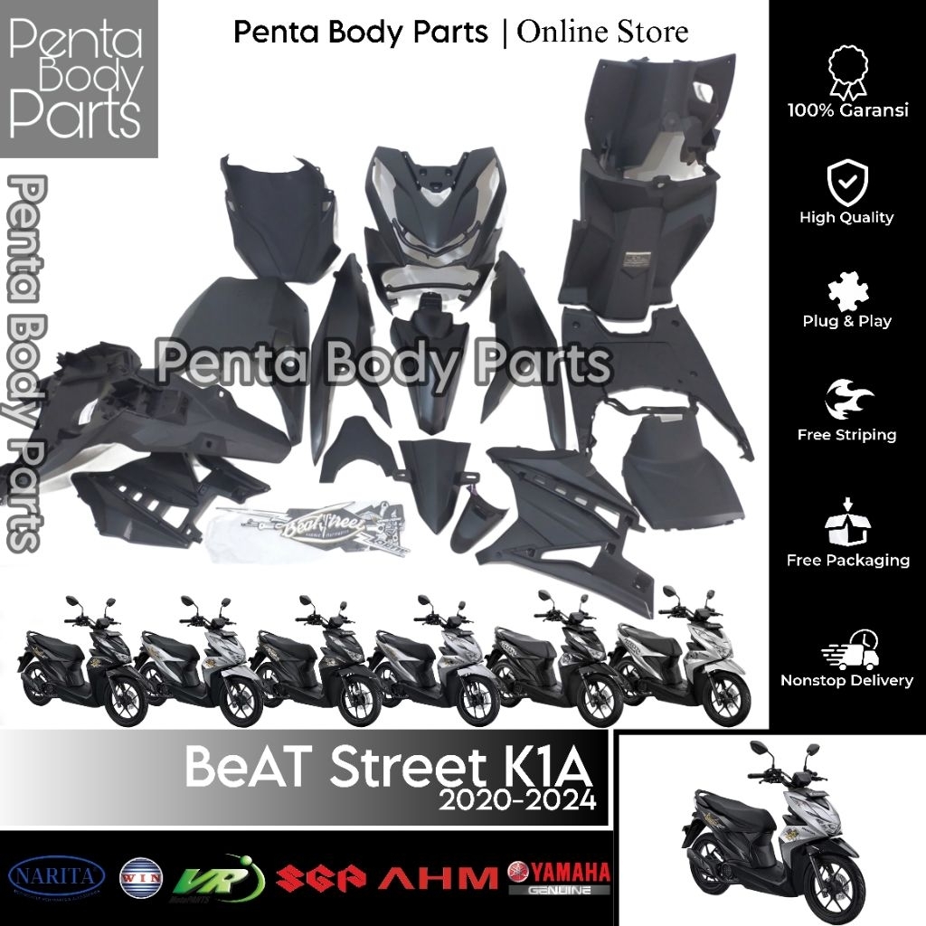 Full Set Cover Body + Lampu BeAT Street K1A - Ful Set Bodi Halus Kasar plus Lampu Honda Beat Street 