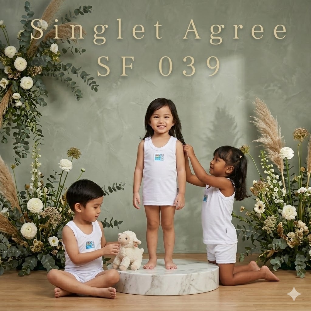 3pc Singlet Agree SF 039 | Singlet Anak Agree | Kaos Dalam Agree | Kaos Singlet | Kaos Agree Kids