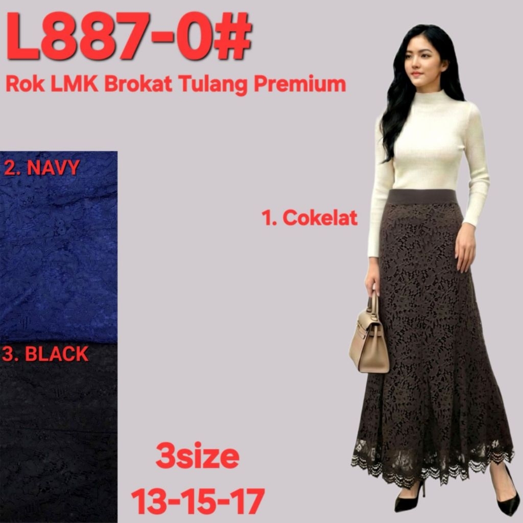 Rok LMK brokat premium pecah' 8 panjang