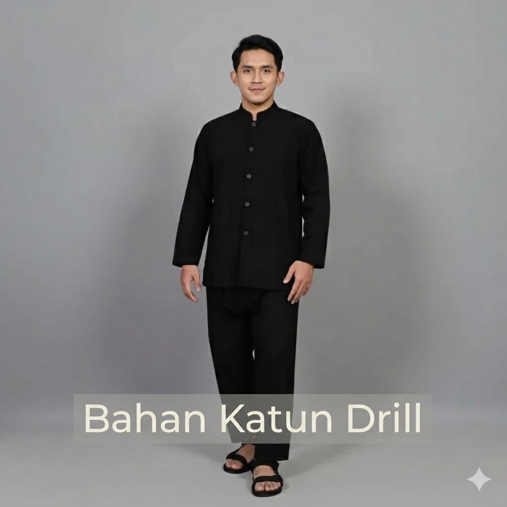 Setelan Baju Pangsi pria Adat Sunda Dewasa Bahan Katun American Drill Seragam Sekolah Dan Kantor