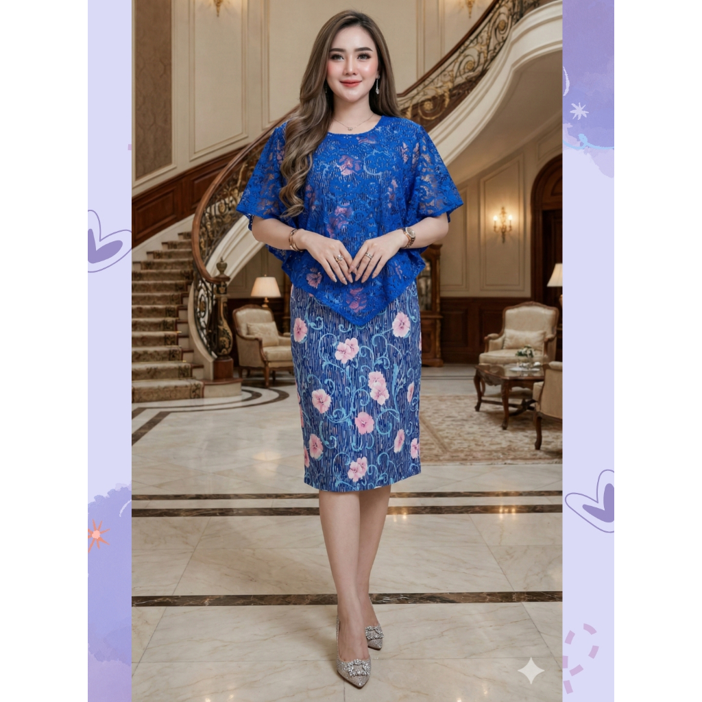 5811 DRESS WANITA KEKINIAN SCUBA/BROKAT PREMIUM/DRESS PENDEK/REALPICT