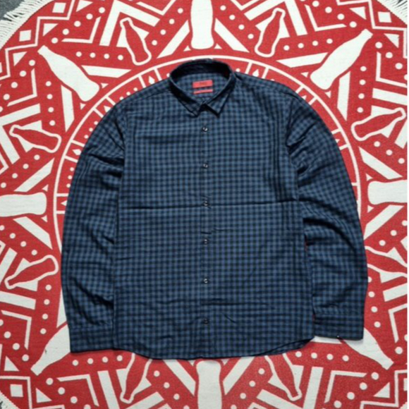 Kemeja boss extra slim fit pria lengan pendek