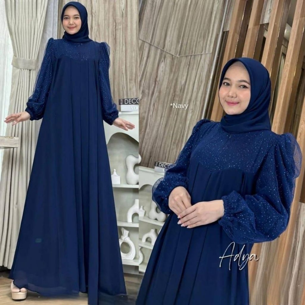 Gamis Pesta Ukuran Jumbo Wanita Remaja Dewasa Kekinian Ld 120 Adya Dress Bahan Kain Ceruty Babydoll 