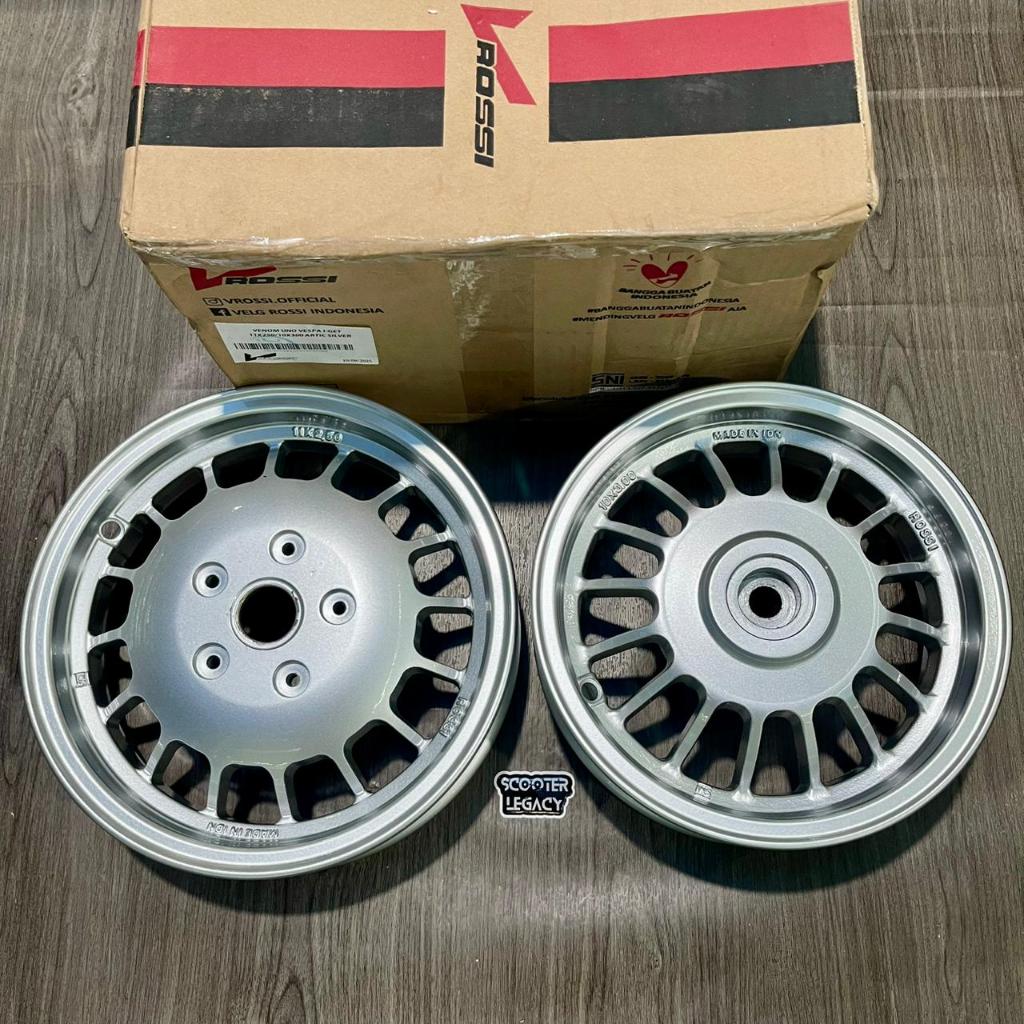 Velg VROSSI Uno Silver Front & Rear Vespa S LX LXV Ring 10"