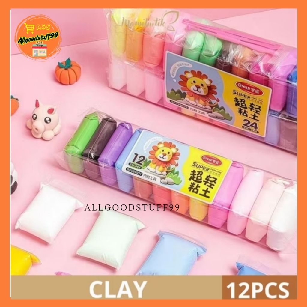 Clay Polymer Mainan Anak Isi 12pcs Edukasi Slime Clay Dough Colour Play