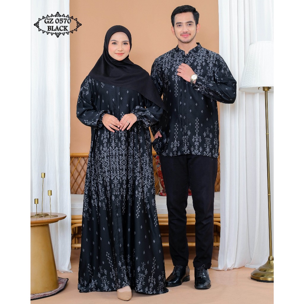 Gamis Koko Couple Lebaran GZ0570 Black/ Gamis Lebaran Couple/ Baju Couple Terbaru Jumbo