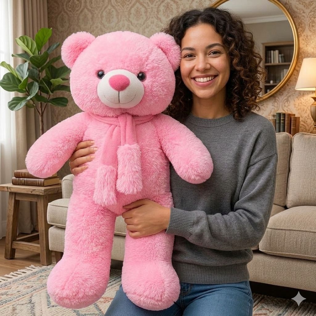 Boneka teddybear +syal 65cm