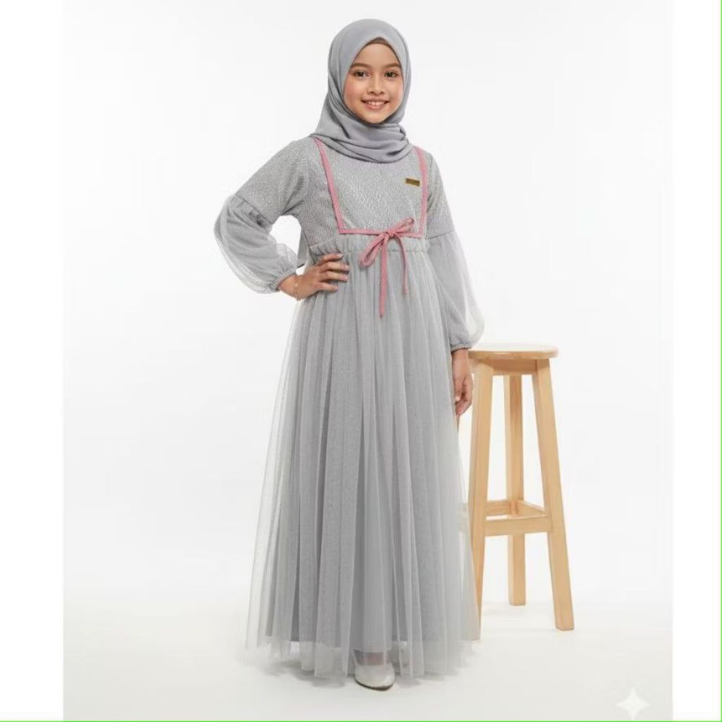 Gamis brukat tile anak perempuan
