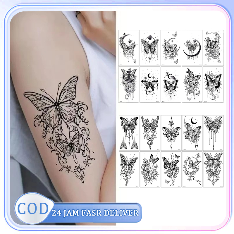 10pcs Tato Kupu Kupu Temporer Tato Butterfly Tato Stiker Gambar Ukuran Kecil Tatto Temporary Butterf