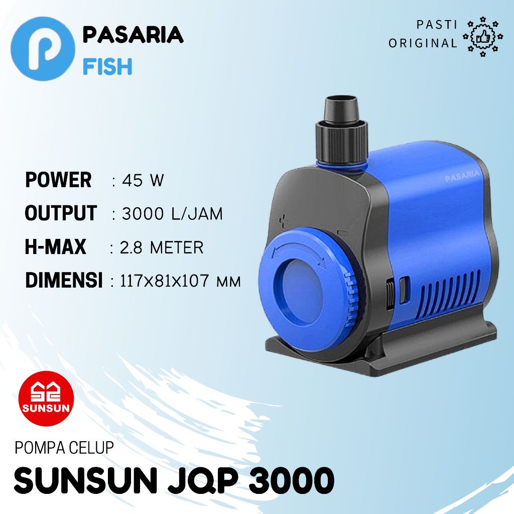 SUNSUN JQP3000/JQP 3000 Liter/Jam Pompa Celup Kolam/Aquarium/Hidroponik 45 Watt/45W
