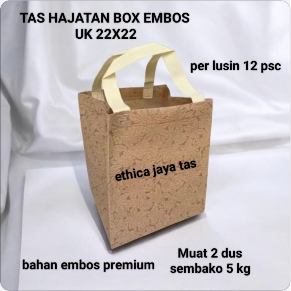 (1 lusin: 12 psc)tas hajatan box 22x22 embos premium