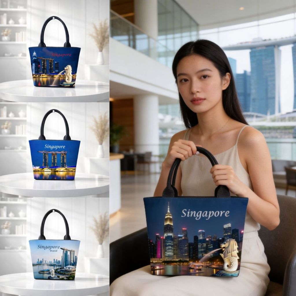Tas Souvenir Kecil Tenteng | Bag Tas Hampers Kekinian Kanvas Resleting Oleh Oleh Singapur Singapore 