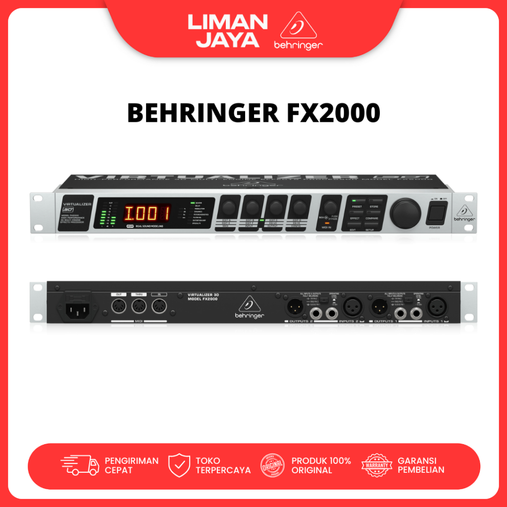 Behringer FX2000 Efek Vocal Effect Multi Effect Reverb Delay Echo FX-2000 FX 2000 Live Recording Stu
