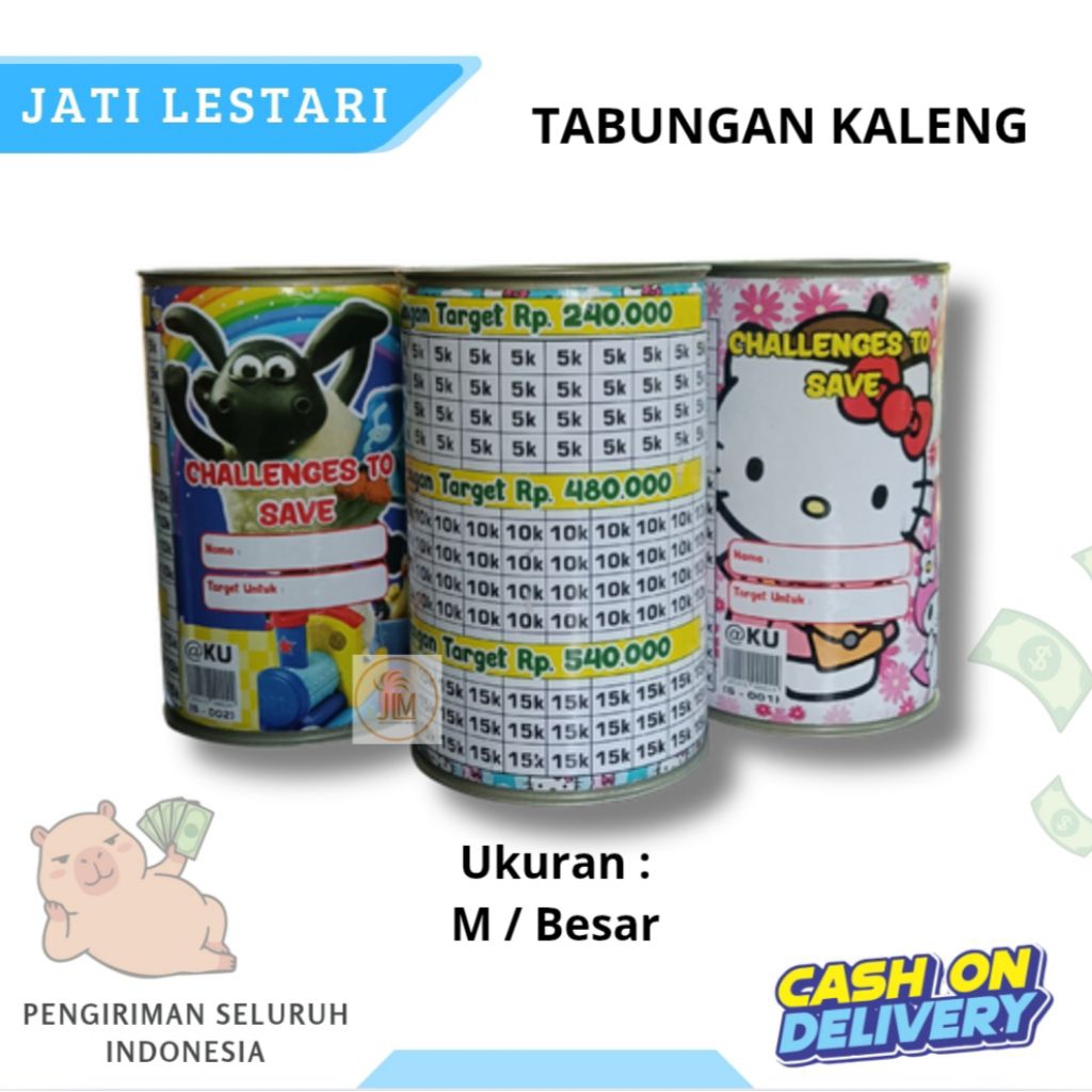 Celengan Kaleng Ukuran Besar ( M ) / Celengan Kaleng murah / Celengan Kaleng murah meriah / Celengan