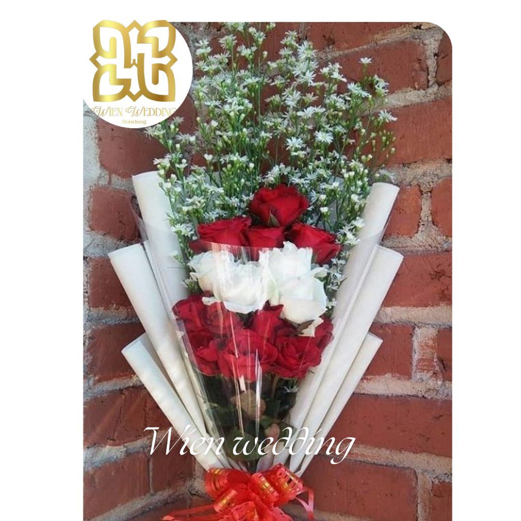 BUKET MAWAR PUTIH &MERAH