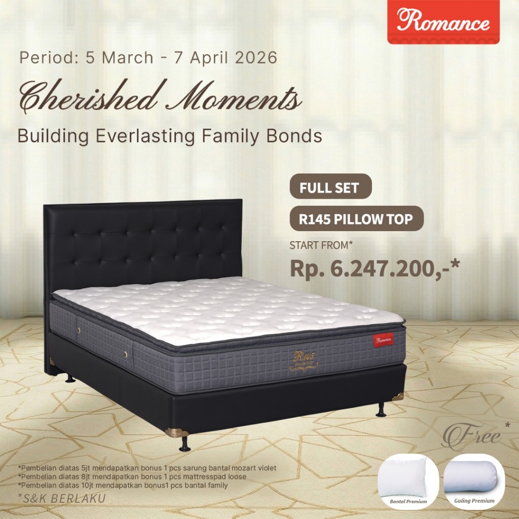 Romance - Kasur R145 Pillowtop (Full Set) Romance Grosir