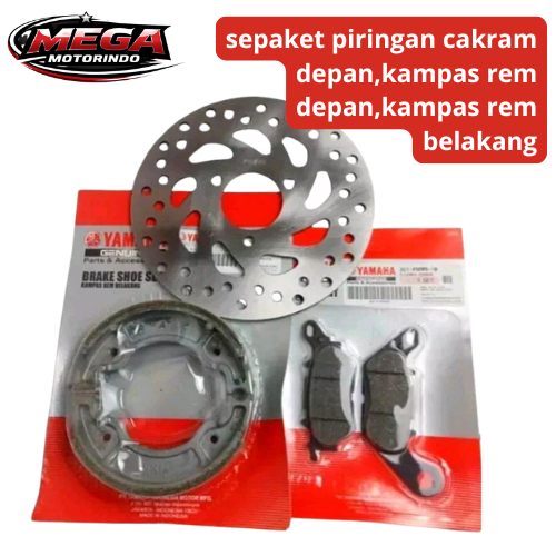 [ MEGA ] sepaket piringan cakram depan,kampas rem depan,kampas rem belakang,Mio j,soul GT,x ride,Xeo