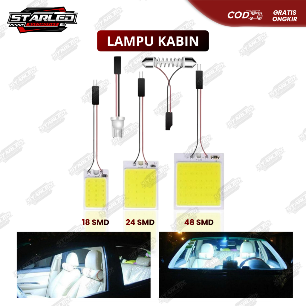 Lampu LED Kabin Plafon Mobil LED Kabin COB Plasma 48 SMD 24 SMD 18 SMD Lampu Plafon 12V