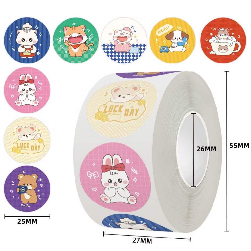 Sticker Label Thank You Stiker Decor Animasi Lucu 500pcs