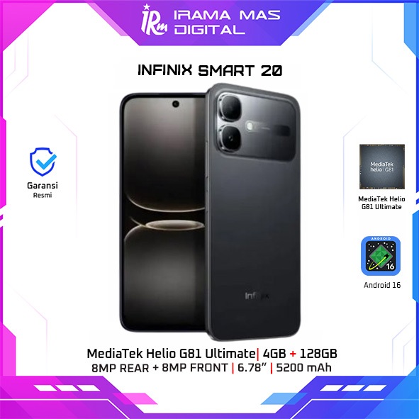INFINIX SMART 20 4GB 128GB (BLACK, TITANIUM, ORANGE, BLUE)
