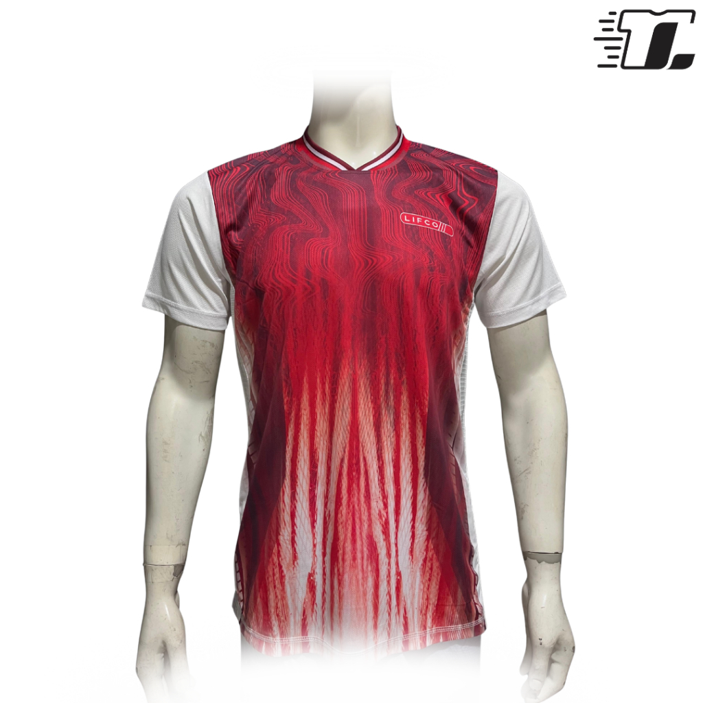 Jersey Badminton  Jersey Lari Lifco Print Depan Merah Putih Jersey Olahraga Voli / Badminton / Futsa