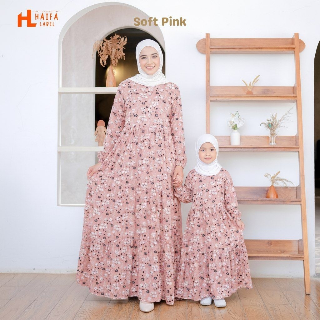 GAMIS COUPLE IBU ANAK BAHAN RAYON PREMIUM BY HAIFA LABEL