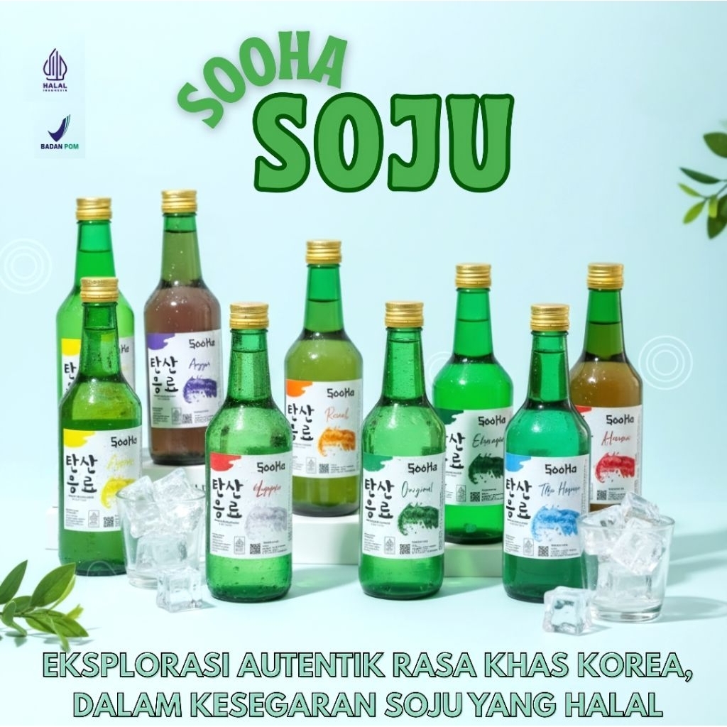 Soju Halal Non Alkohol Sooha Soha Minuman Korea Sparkling Water Barkarbonasi Segar Rasa Original Dan
