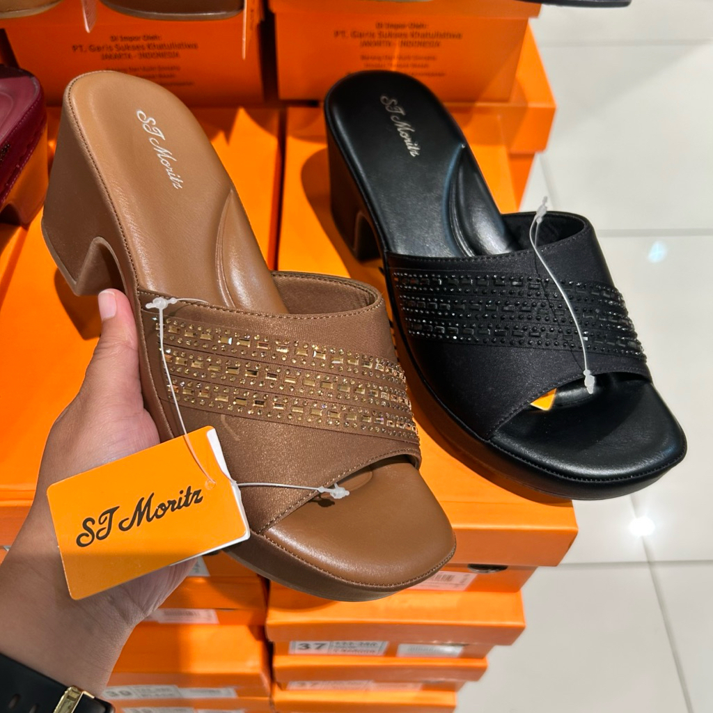 sandal wanita heels 7cm ringan ST.MORITZ original
