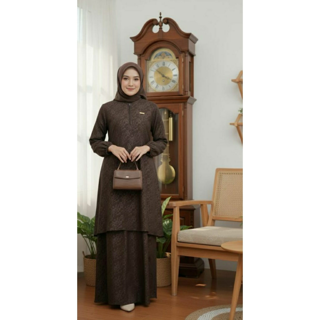 Gamis malaysia bahan embos premium terbaru/Gamis simple tapi mewah/Gamis kondangan