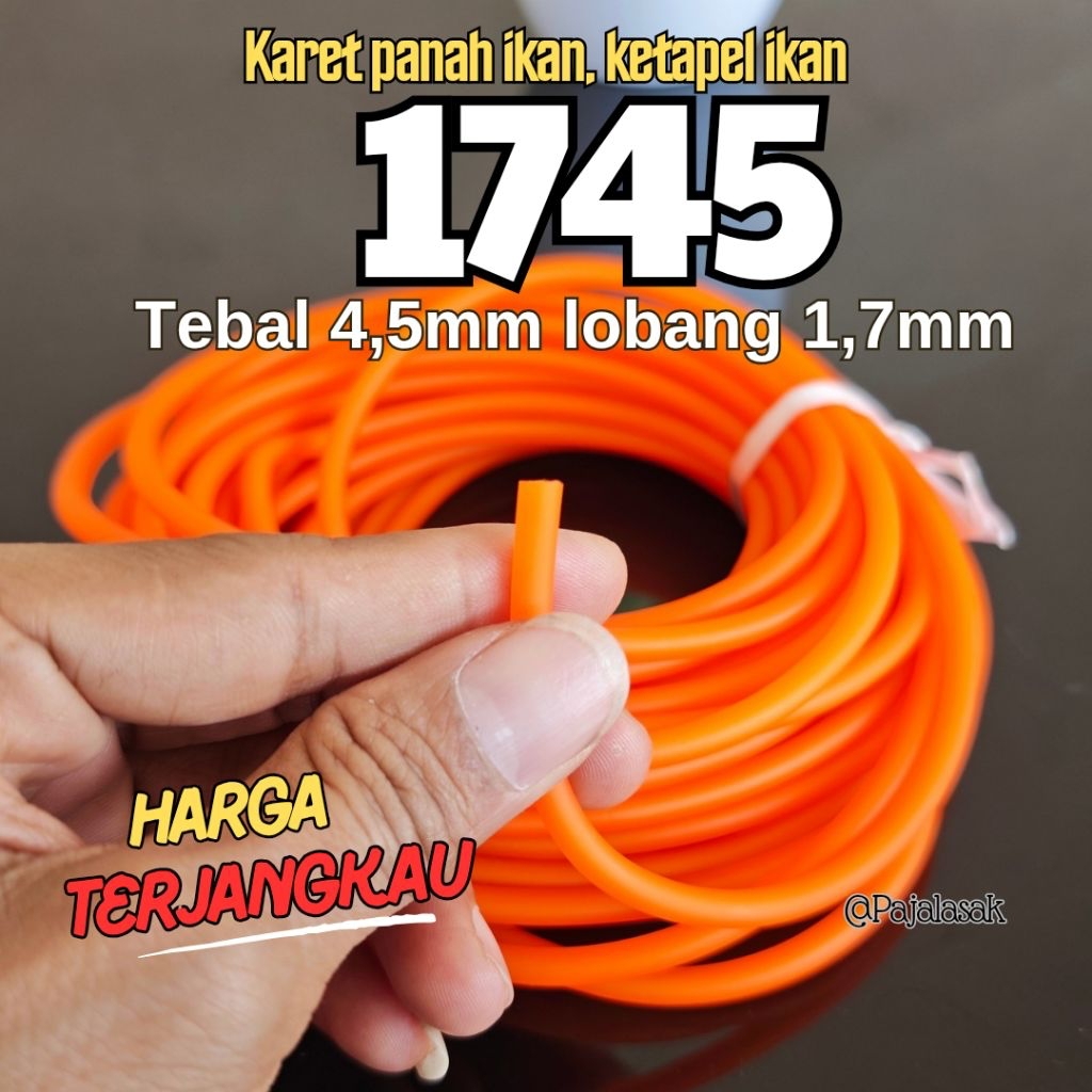 Karet 1745 Oren stabilo 4,5mm lobang 1,7mm premium buat ketapel ikan panah ikan