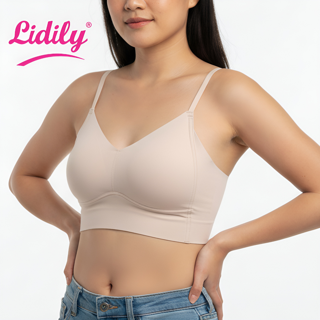 Lidily Premium Bra Busa tipis lembut Cup B tanpa kawat Sayap lebar anti nyeplak