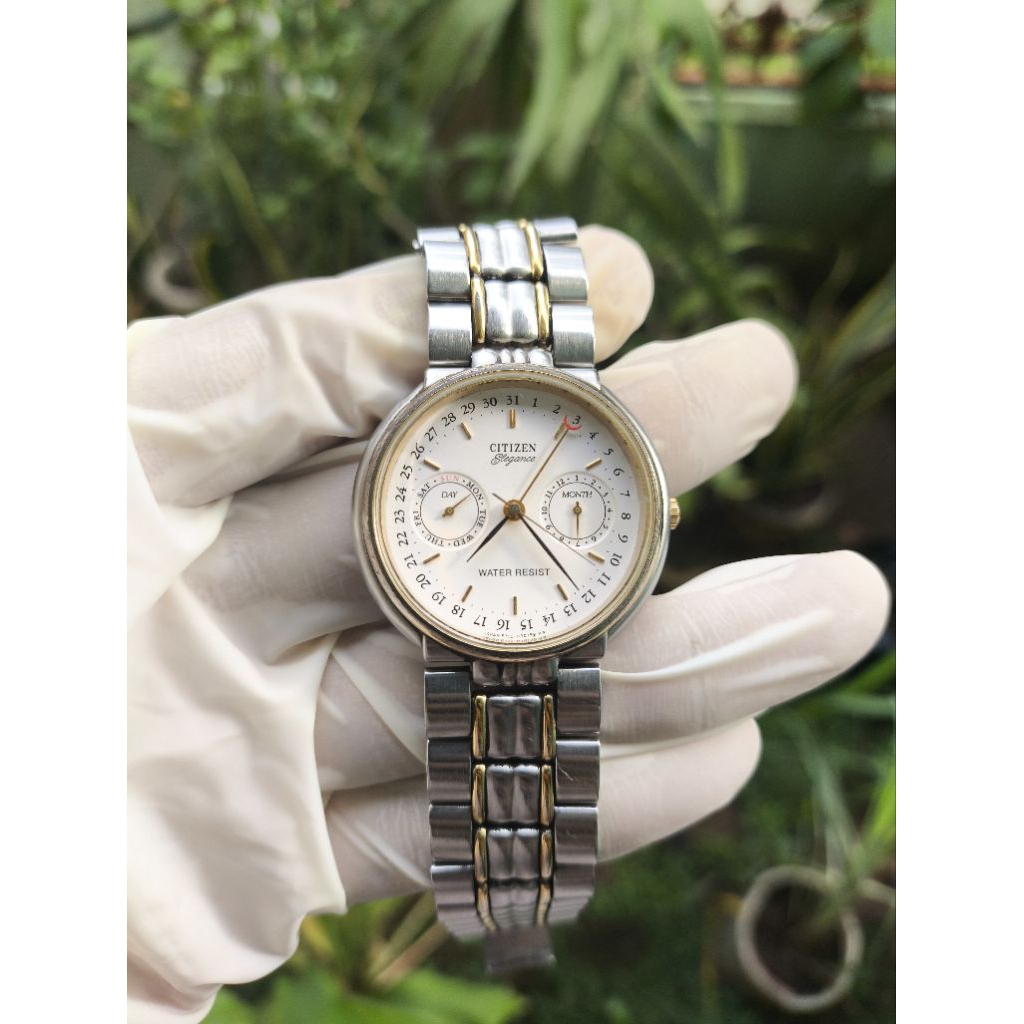 (Harga Net) Jam Tangan Citizen Elegance 6355-G30127 K All Original Triple Calendar Vintage Antik Sup