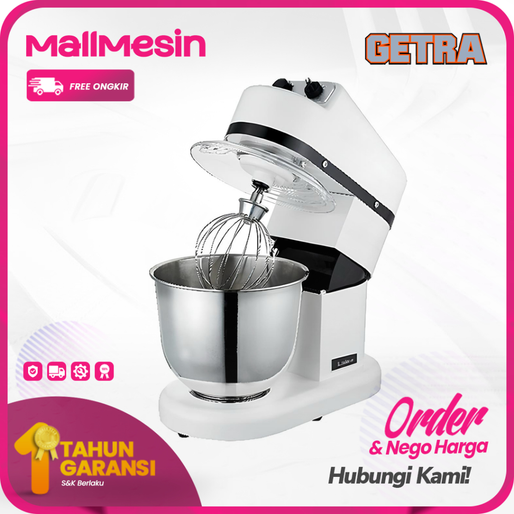Planetary Mixer Roti GETRA B-8 | Mixer Kue, Bolu & Donat Kapasitas 1 Kg Kecil