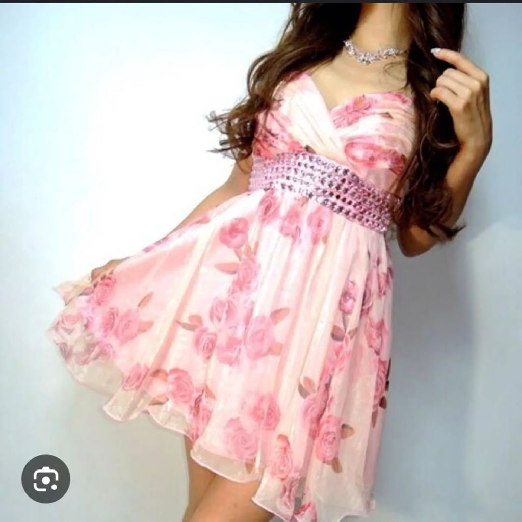 Wink Wink himegyaru gyaru rhinestone organza pink floral dress NOT mars ma*rs jesus diamante Liz lis
