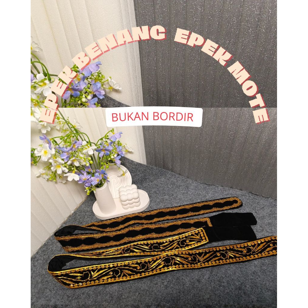 Epek sabuk benang |bukan bordir | epek mote | epek benang sulam tangan | epek benang asli‎