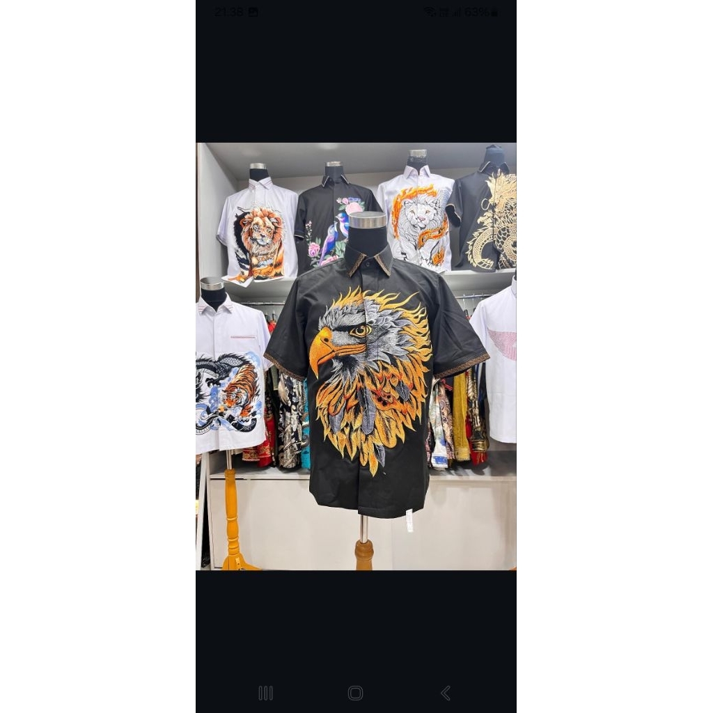 kemeja bordir rajawali depan belakang