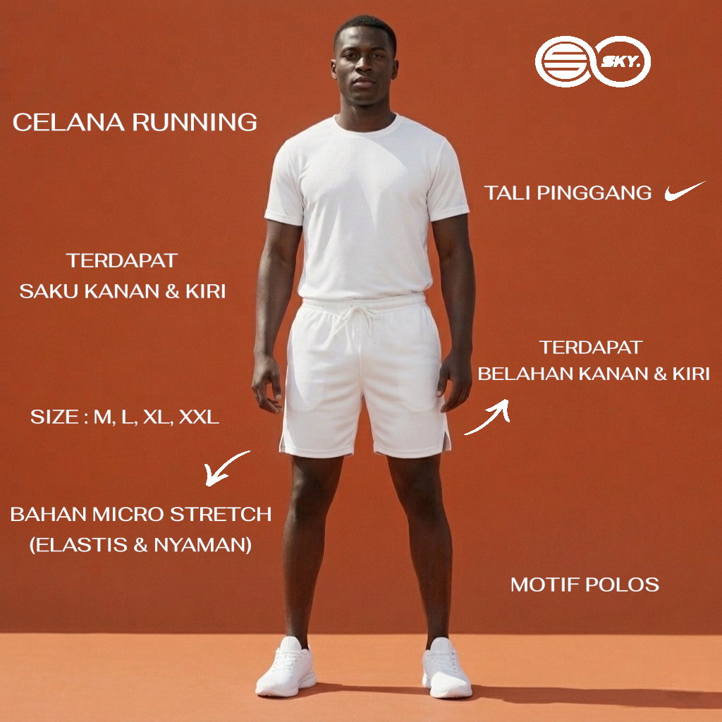 Celana Pendek Putih Pria Wanita Premium untuk Tes AKPOL TNI POLRI & Lari Gym Voli Badminton