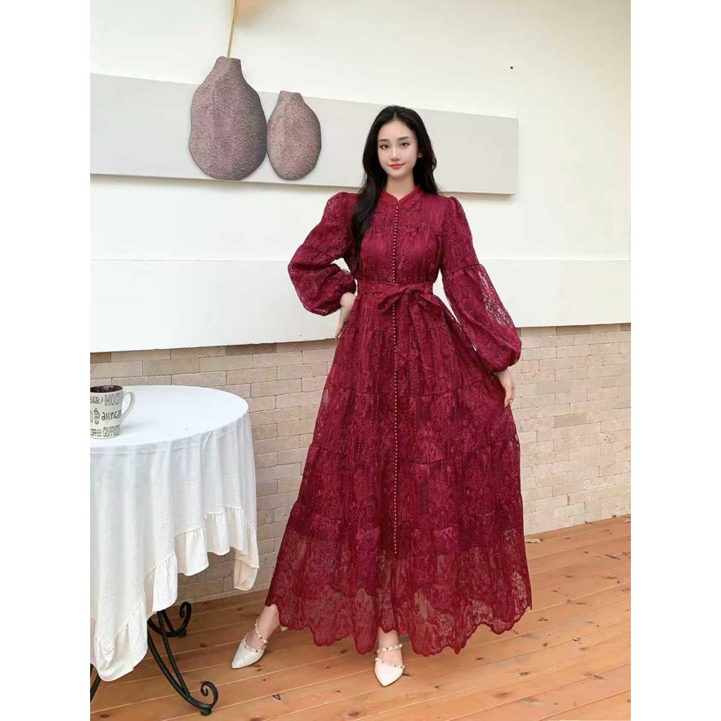 gamis 1000 kancing katun brukat import