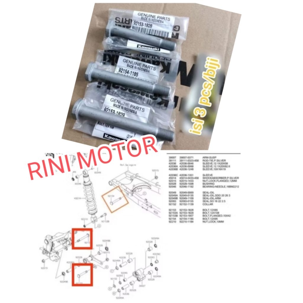 baut unitrack unitrek KLX 150 satu set original