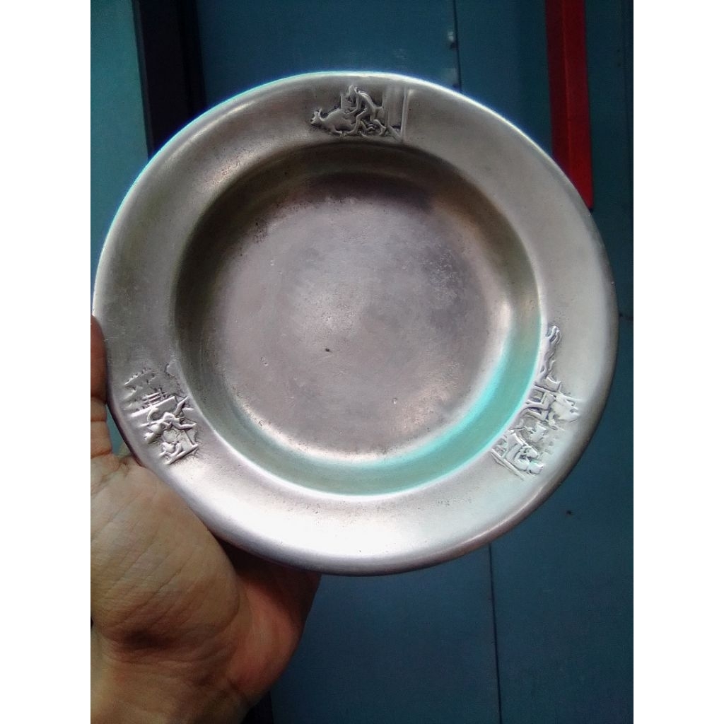 Piring Metal Antik Kuno Lapis Perak Murni GERO Belanda