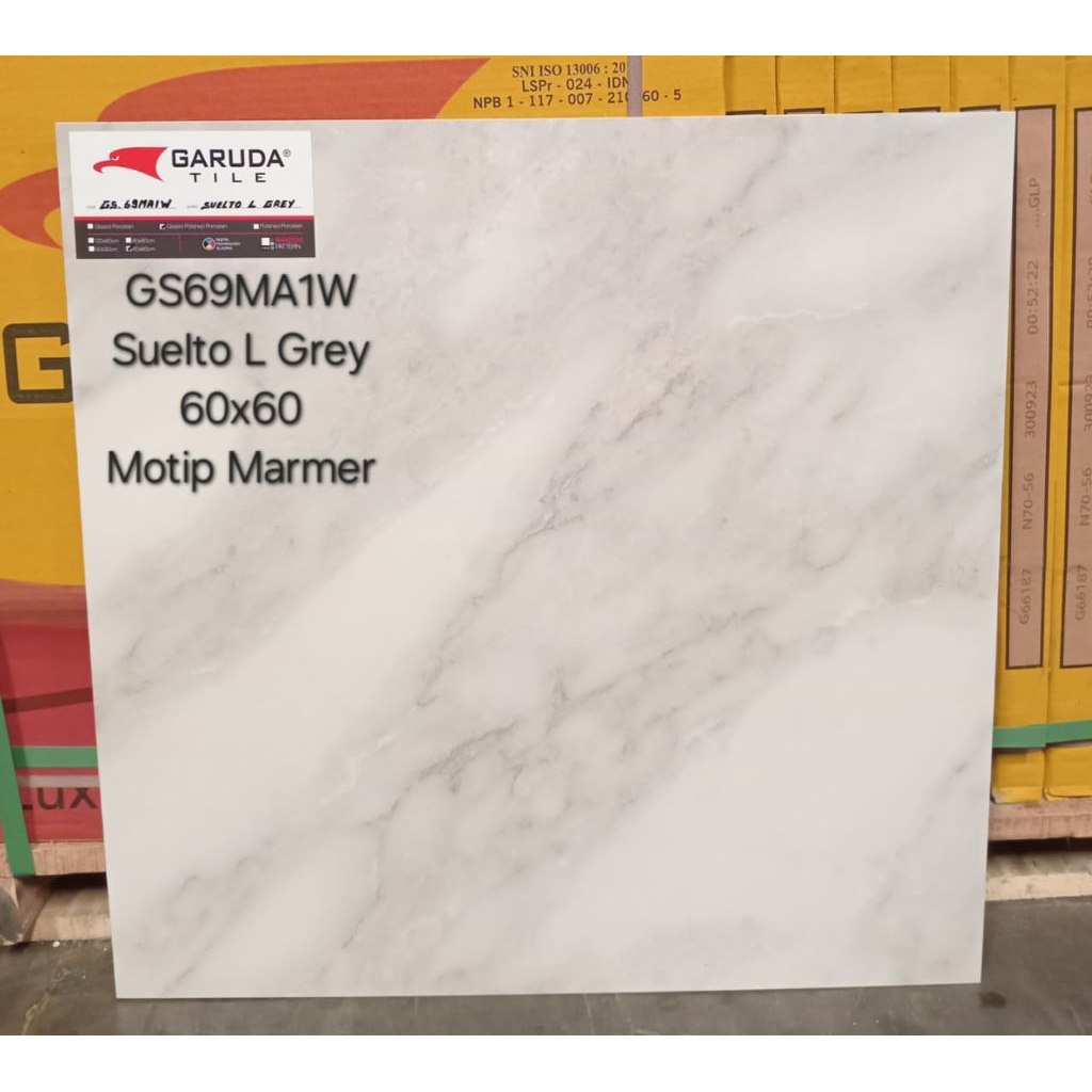 Granite lantai 60x60 Garuda suelto L grey motip marmer Glossy