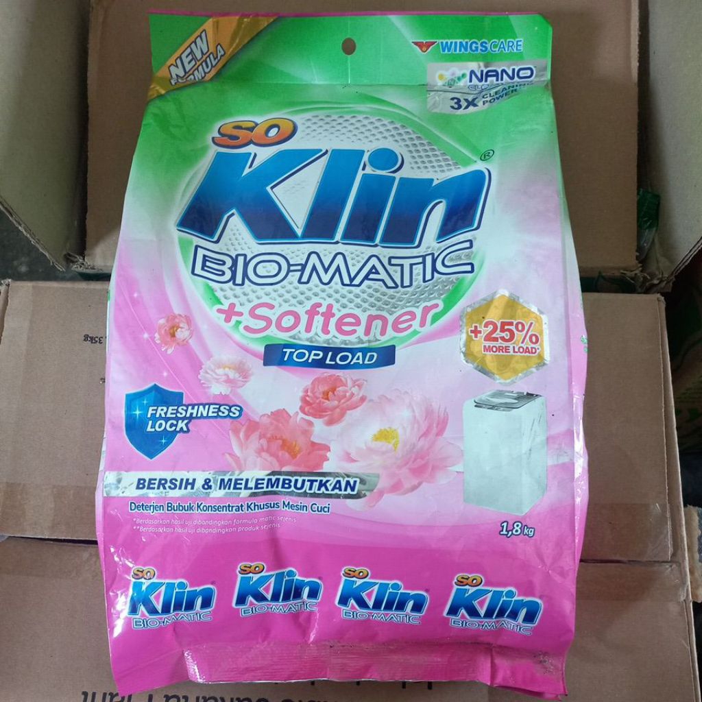 Soklin Bio-Matic Detergen Bubuk + Softener Top Load 1.8 kg