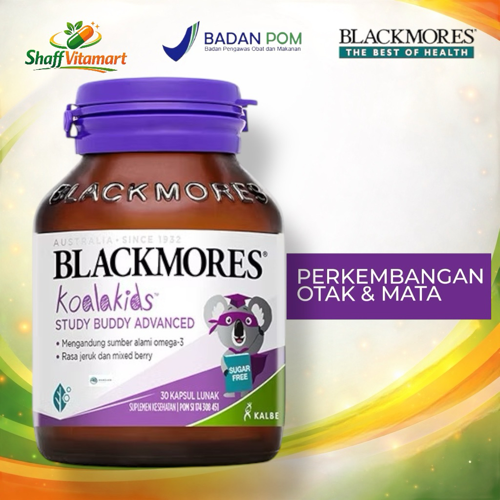 SHAFFVITAMART-Blackmores Koala Kids Study Buddy Advanced 30 Kapsul – Omega 3 DHA EPA Anak, Vitamin O
