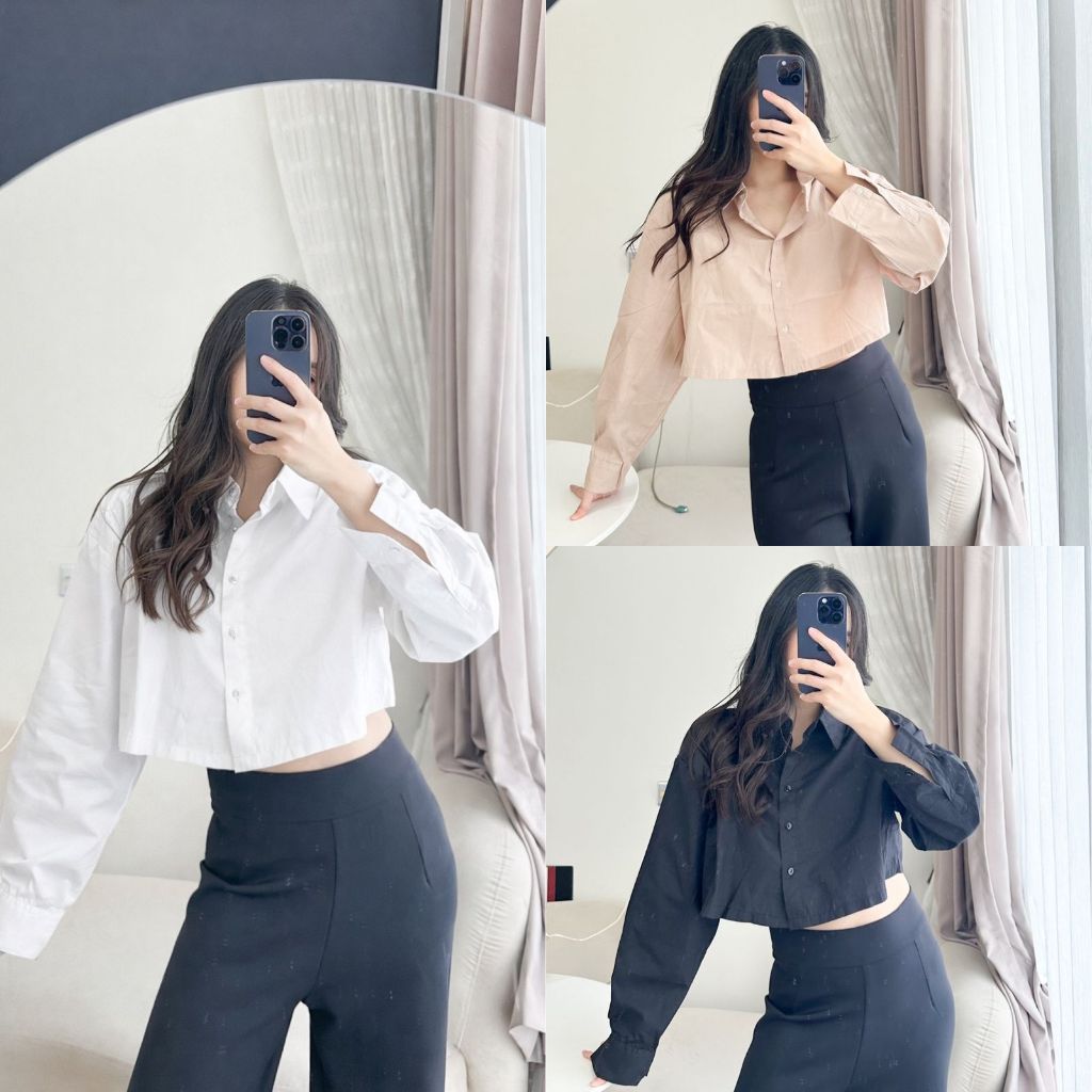 Yourstyle - Evelyn Shirt - Kemeja Crop Top Wanita Korean Style