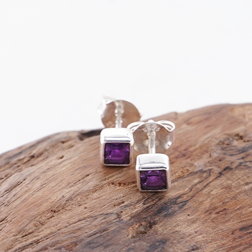 Anting Kecubung Wanita Perak 925 Natural Amethyst Kotameta