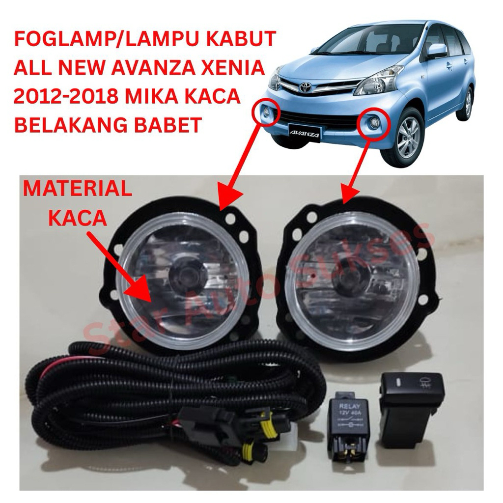 FOGLAMP LAMPU KABUT ALL NEW AVANZA XENIA 2012-2018 MIKA KACA  HARGA 1SET KOMPLIT