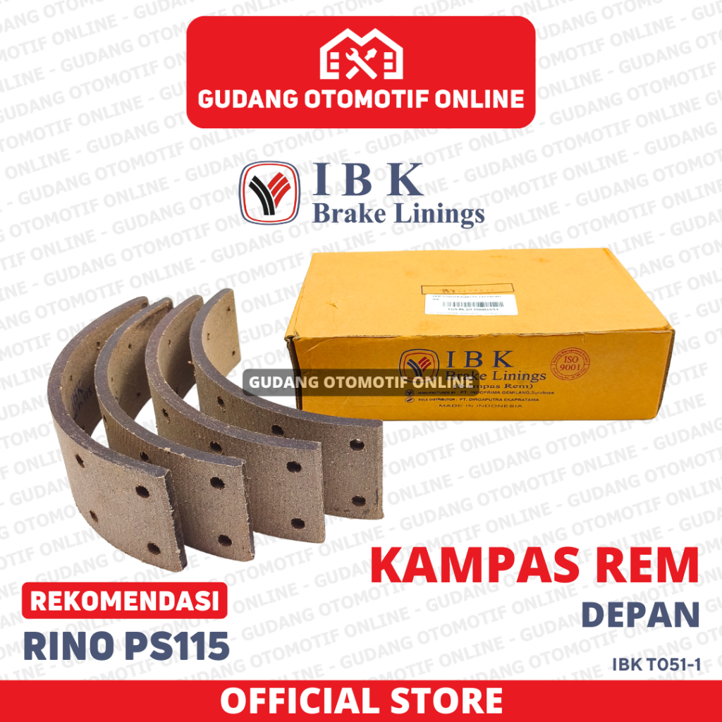 Kampas Rem Depan Toyota Dyna Rino PS115 IBK T051-1 Brake Linings